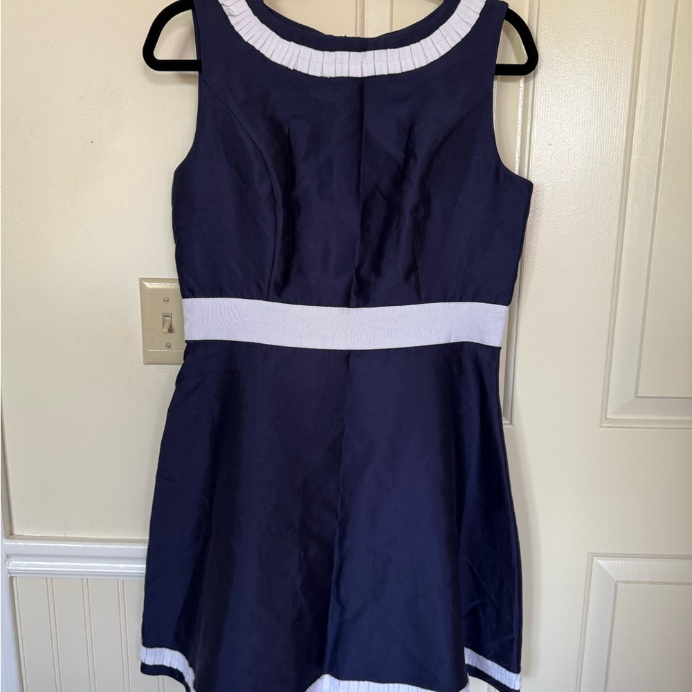 Sail to Sable Navy and White Silk Cotton Dress
